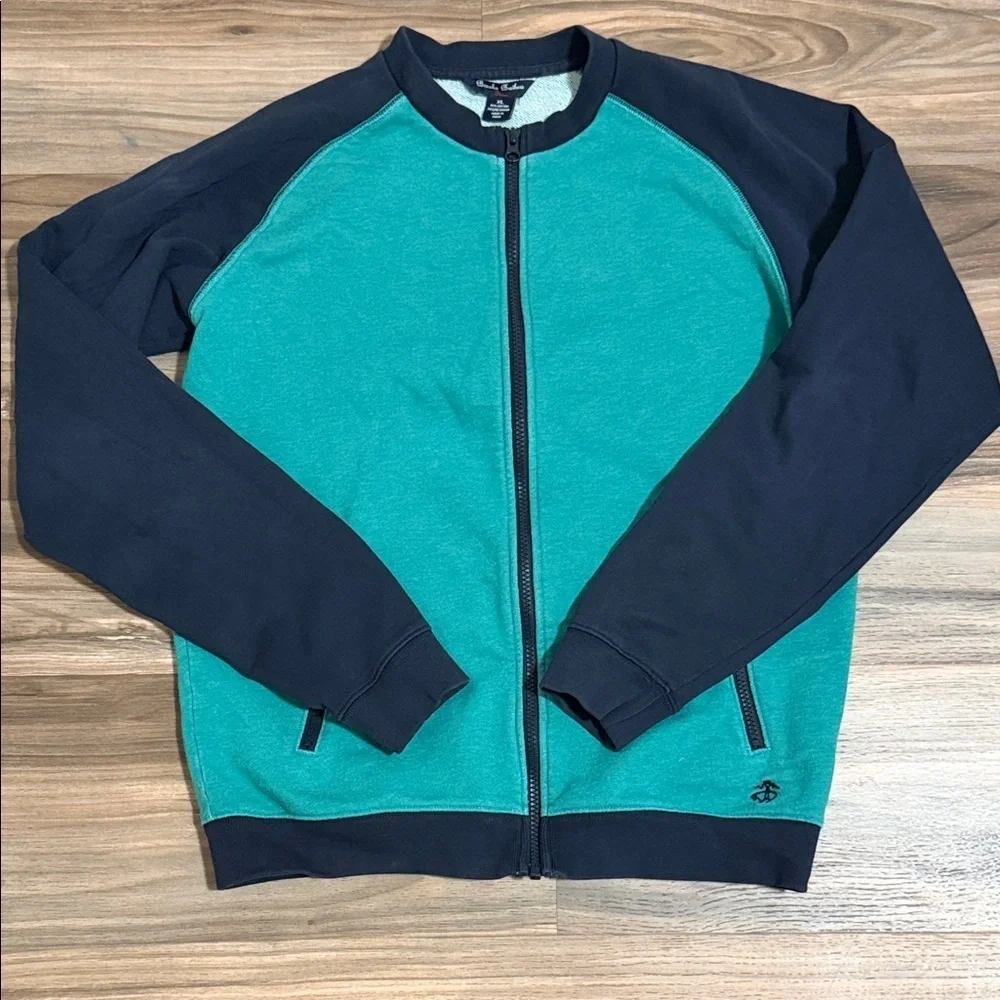 Brooks Brothers Fleece Colorblock Sweatshirt Men’s XL Full Zip Jacket Teal